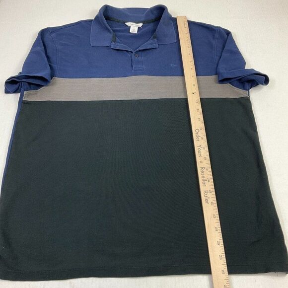 Calvin Klein Mens Cotton Polo Shirt Striped Short Sleeve Collared Pullover Large - Picture 5 of 11